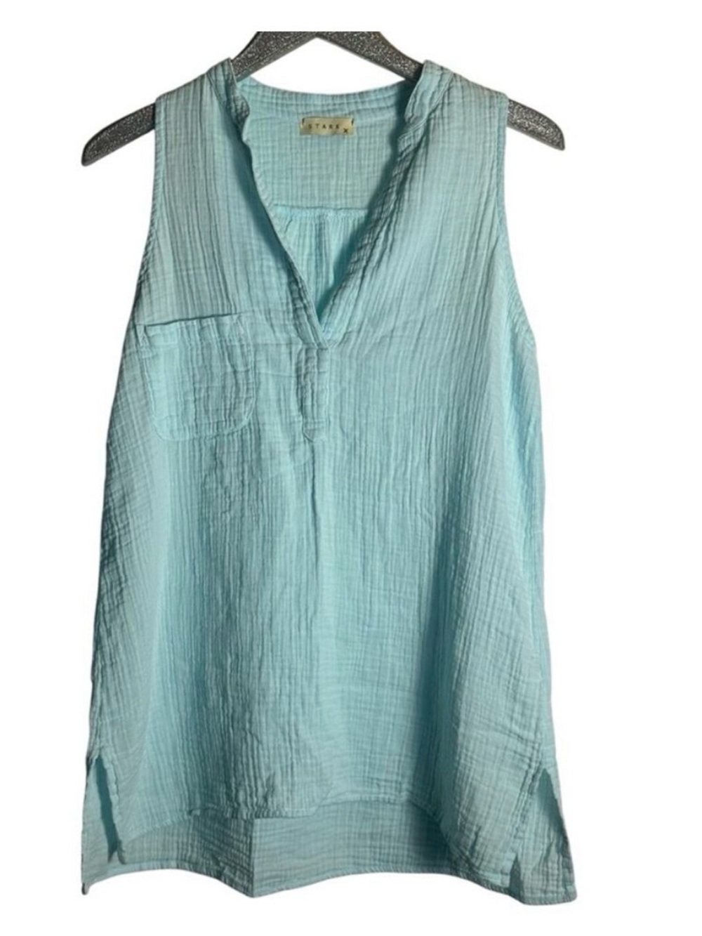 Stark X Linen Gauze Tunic Tank Top Light Blue